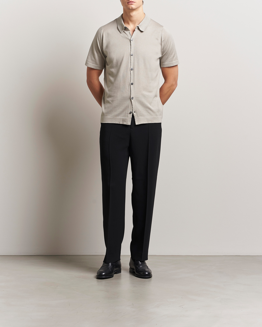 Herre | Skjorter | John Smedley | Folke Sea Island Knitted Polo Parchment