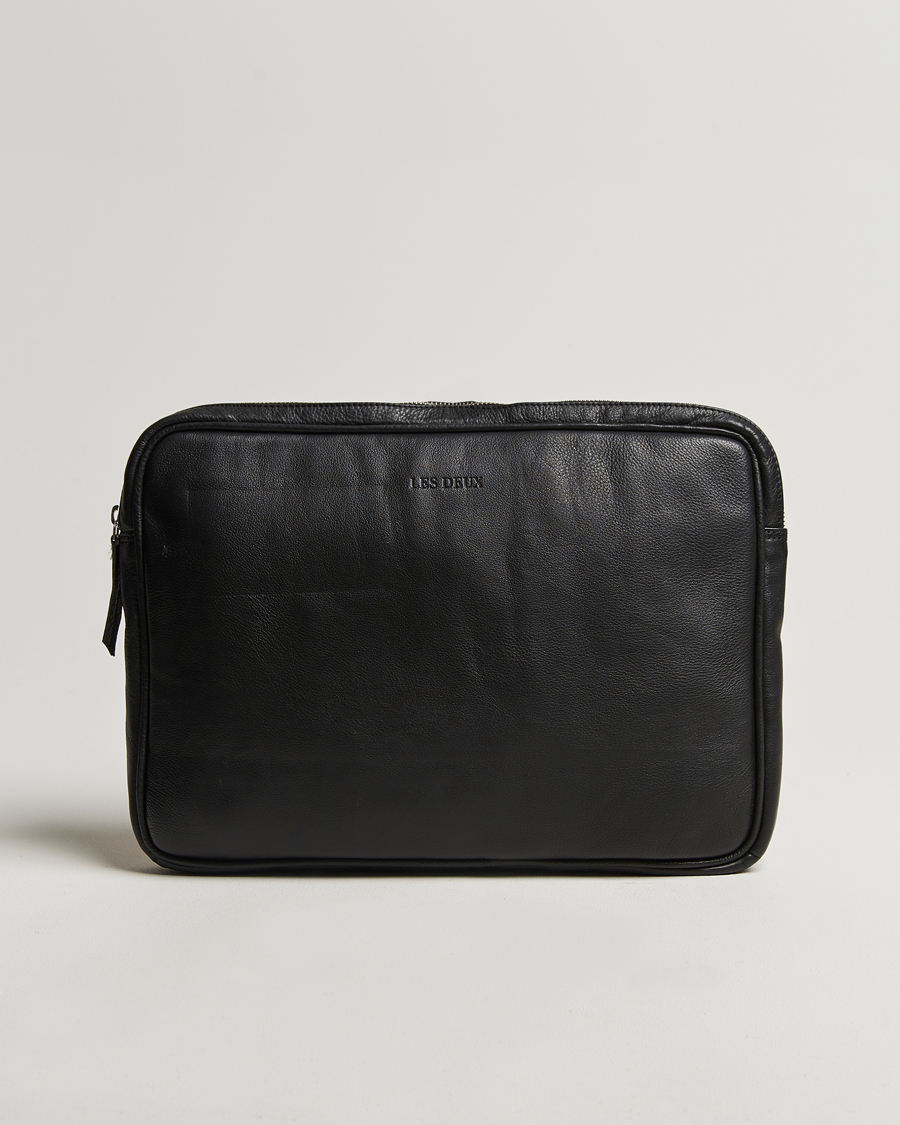 Herre | Tasker | LES DEUX | Leather Laptop Sleeve Black