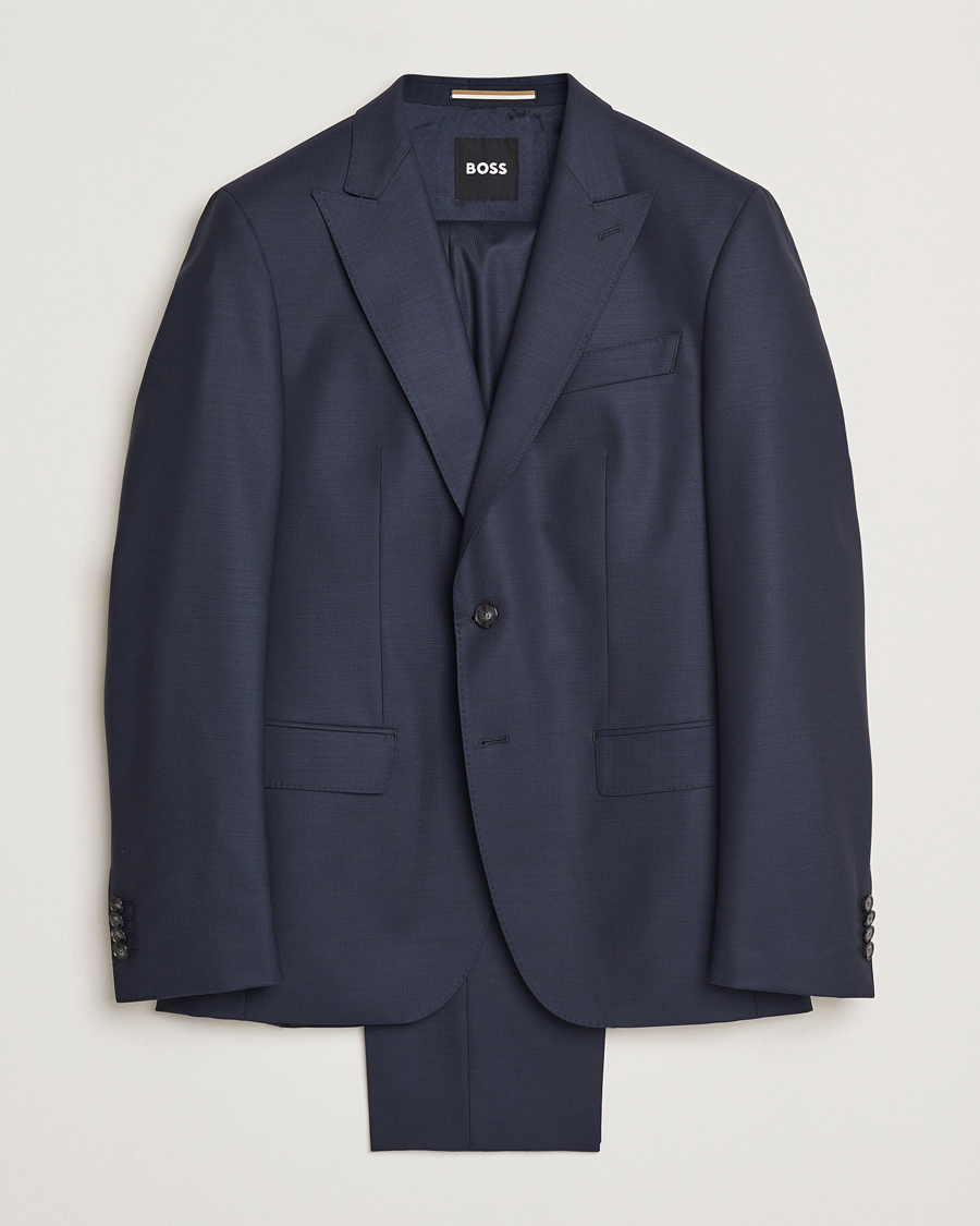 Herre | Jakkesæt | BOSS BLACK | Huge Wool Peak Lapel Suit Dark Blue