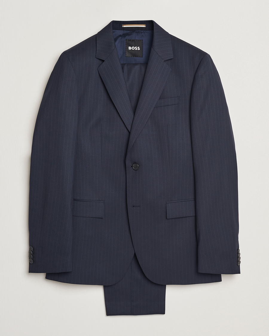 Herre | Jakkesæt | BOSS BLACK | Houston Wool Pinstriped Suit Dark Blue
