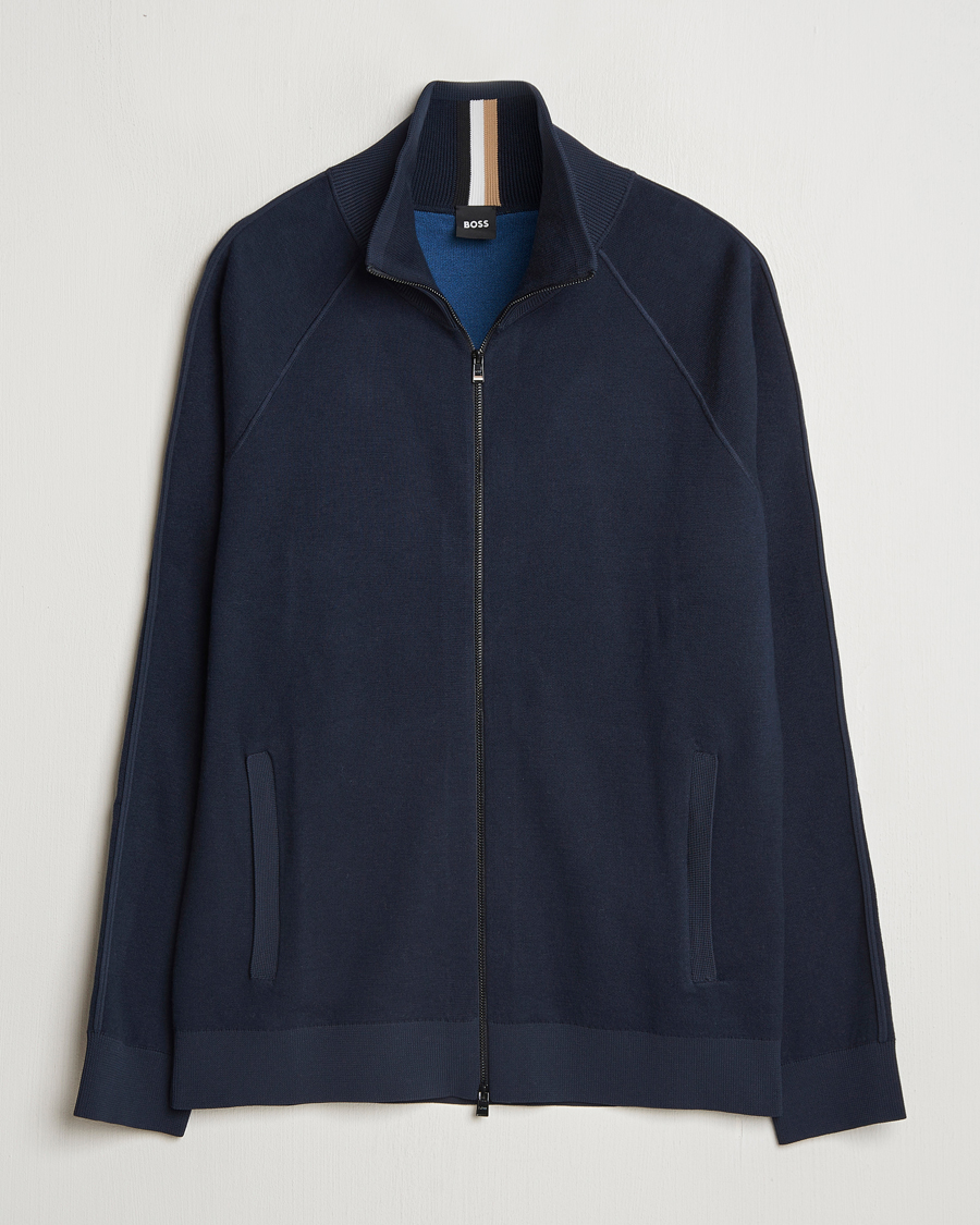 Herre | Trøjer | BOSS BLACK | Domico Knitted Full Zip Dark Blue