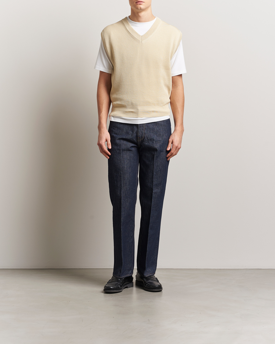 Herre | Trøjer | Auralee | Rib Knit Vest Ivory