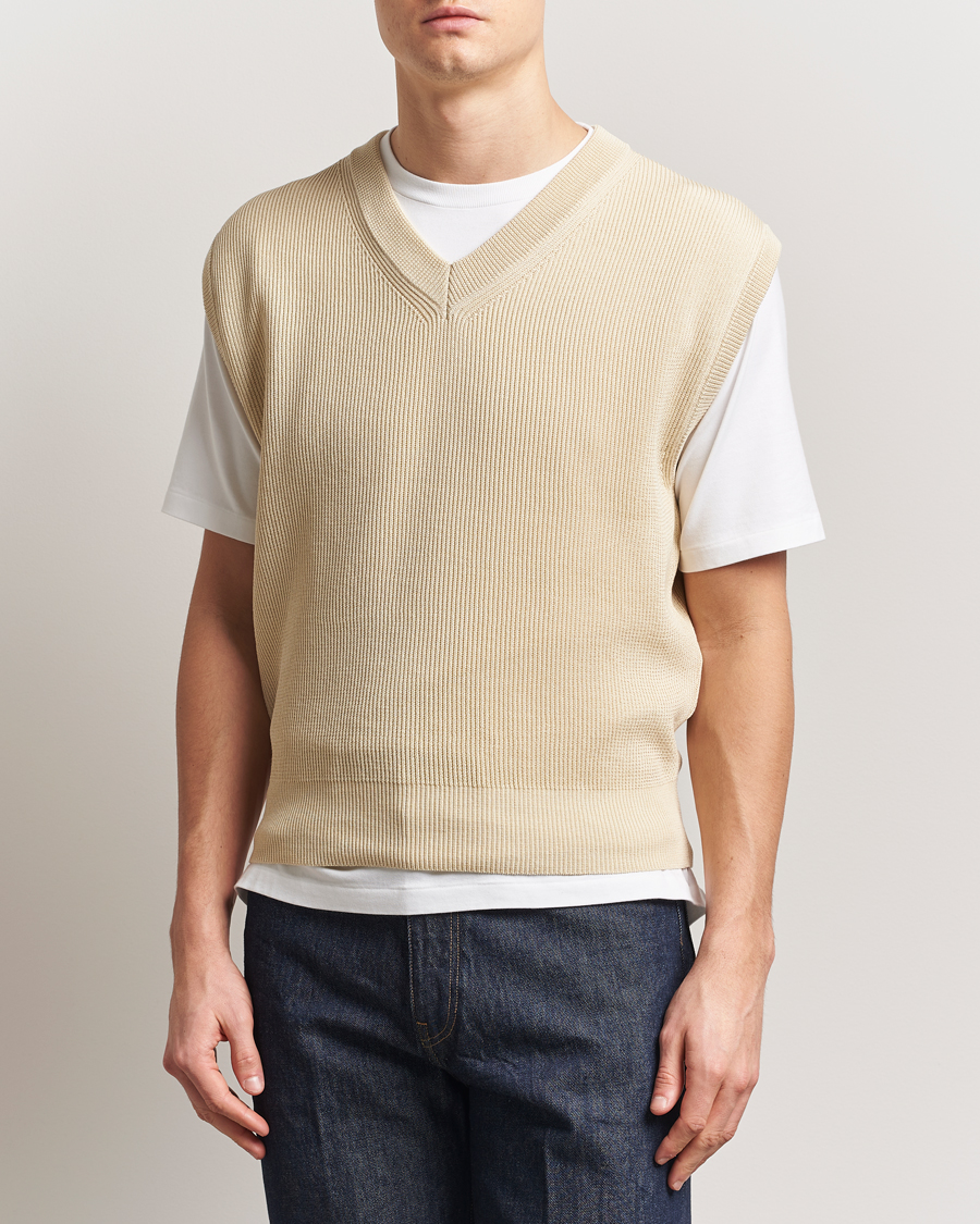 Herre | Trøjer | Auralee | Rib Knit Vest Ivory