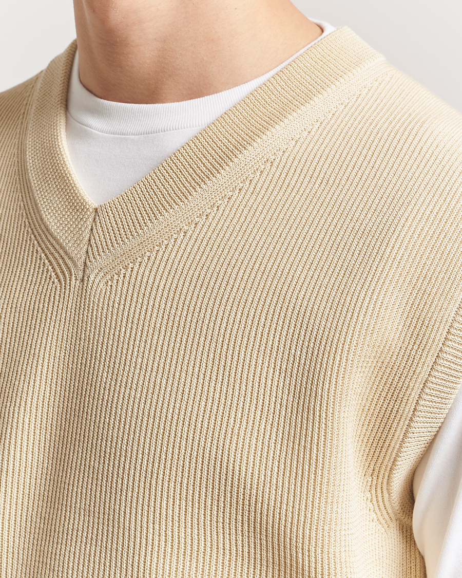 Herre | Trøjer | Auralee | Rib Knit Vest Ivory