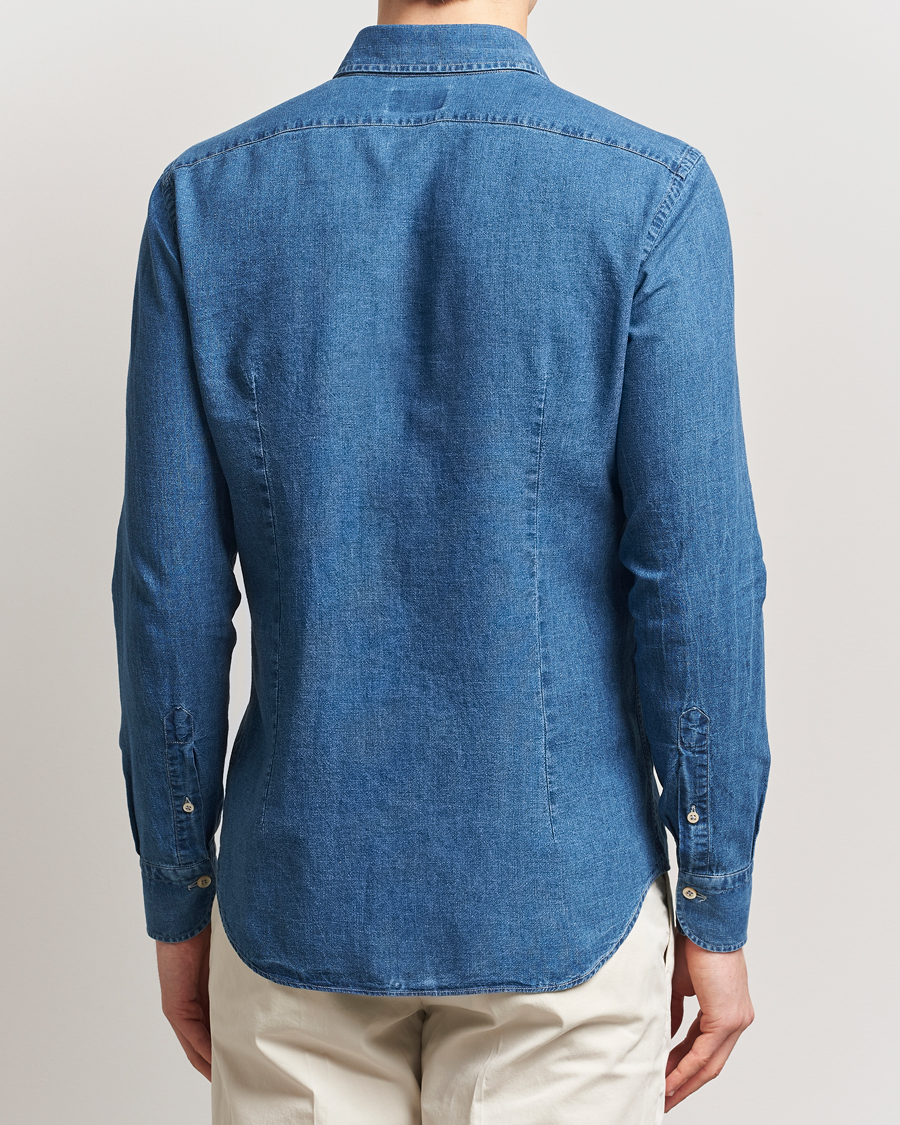 Herre | Skjorter | Grigio | Cotton/Linen Denim Shirt Washed Indigo