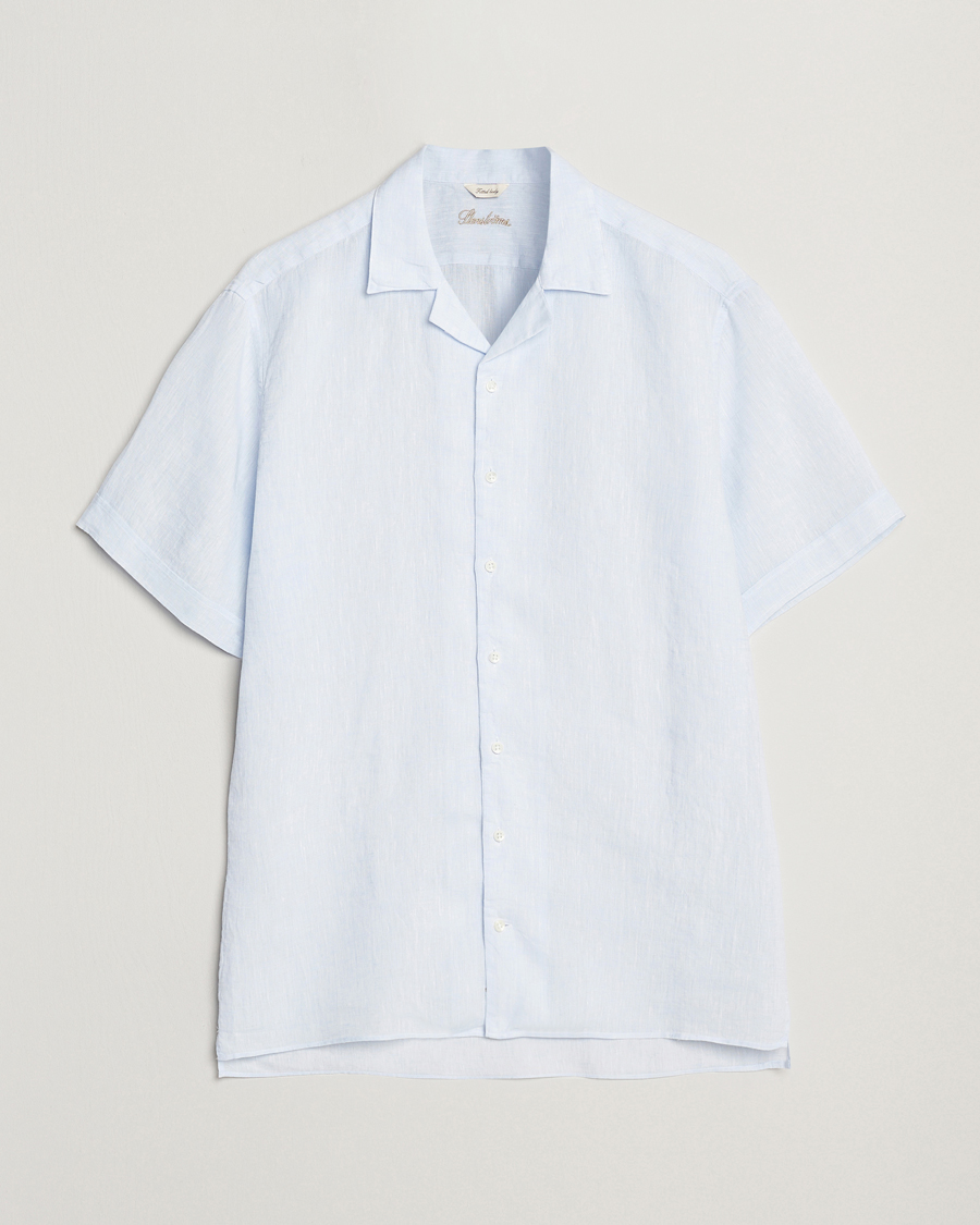 Herre | Skjorter | Stenströms | Short Sleeve Linen Shirt Light Blue