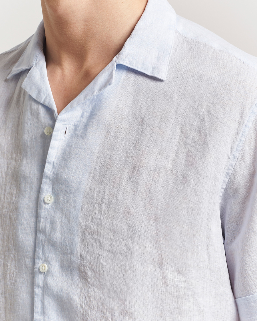 Herre | Skjorter | Stenströms | Short Sleeve Linen Shirt Light Blue