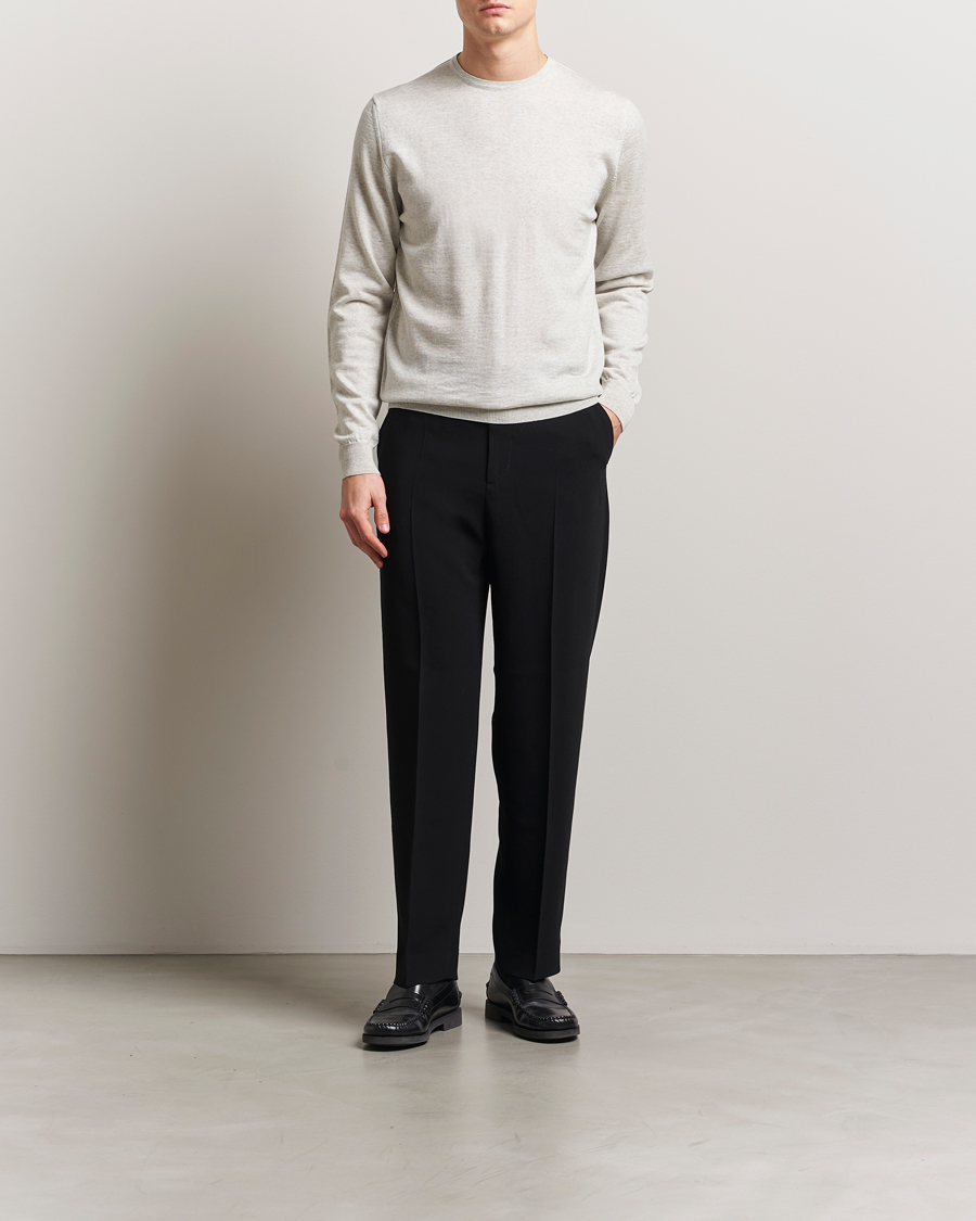 Herre | Trøjer | Stenströms | Merino Patch Crew Neck Grey