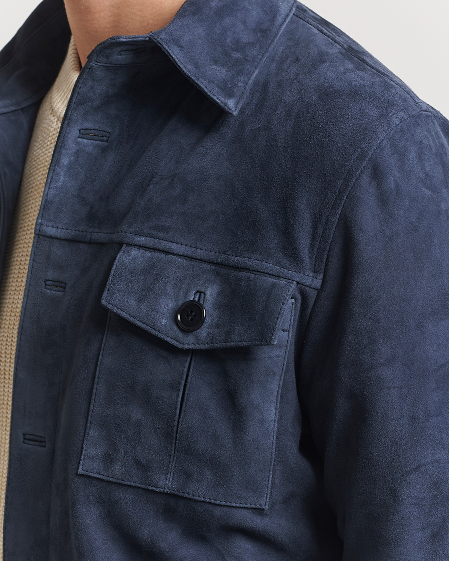 Herre | Jakker | Stenströms | Suede Overshirt Navy