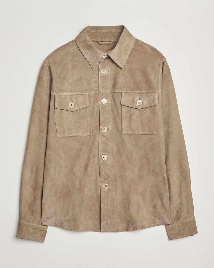 Herre | Jakker | Stenströms | Suede Overshirt Taupe