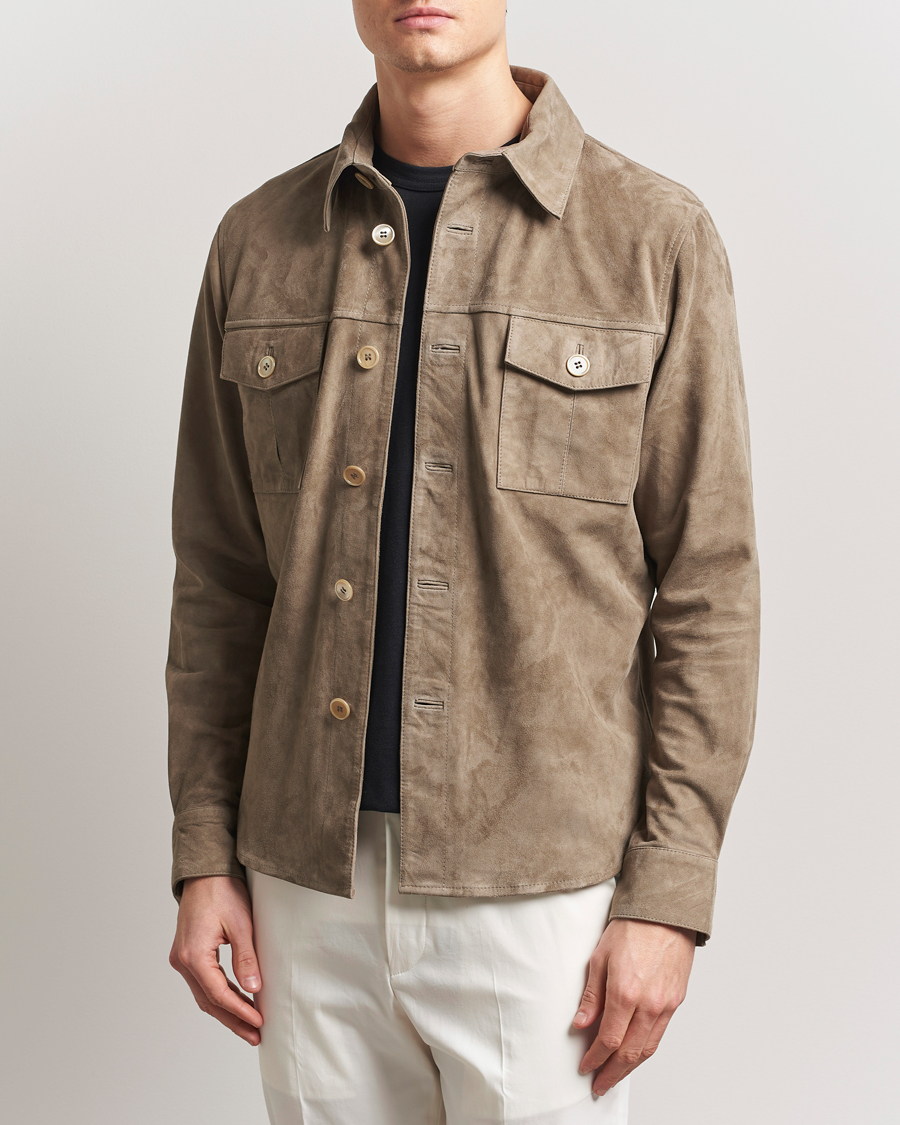 Herre | Jakker | Stenströms | Suede Overshirt Taupe