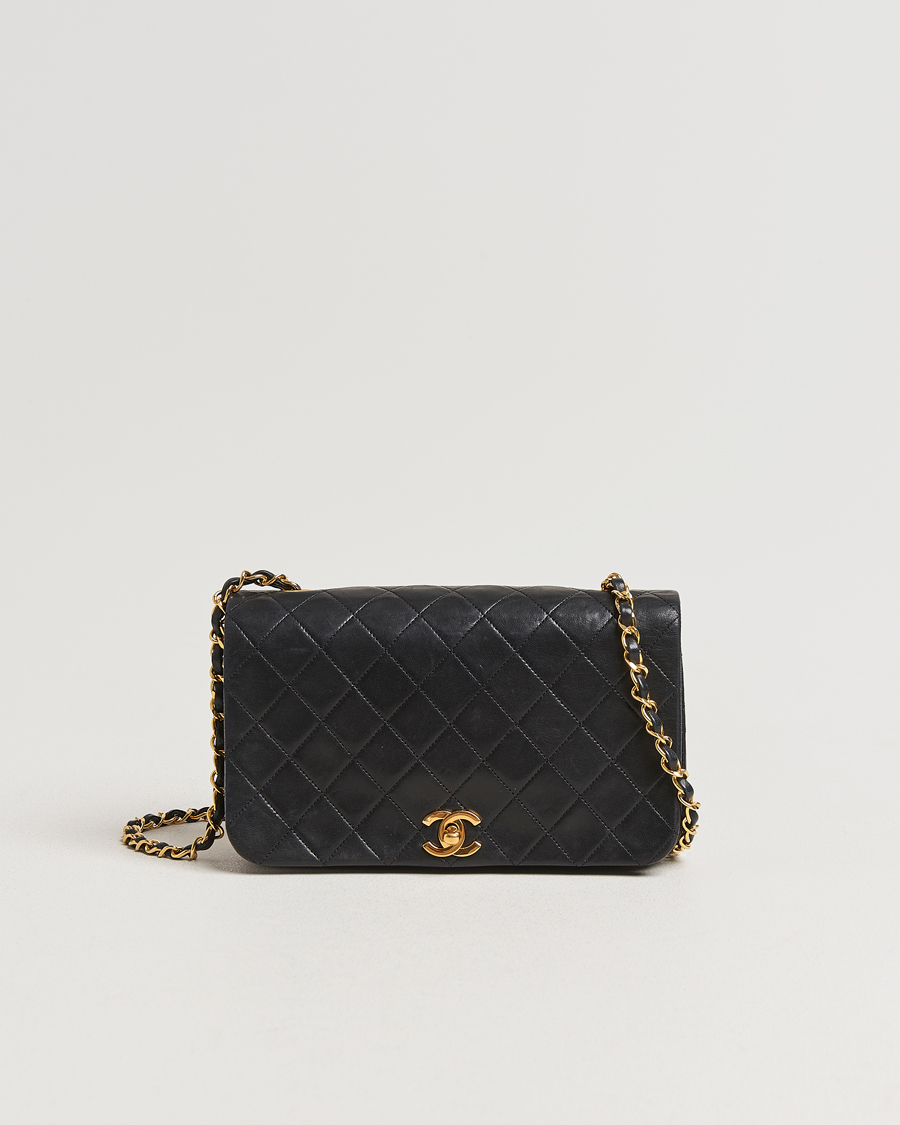 Herre | Chanel Pre-Owned Matelassé Single Full Flap Bag Black | Chanel Pre-Owned | Matelassé Single Full Flap Bag Black