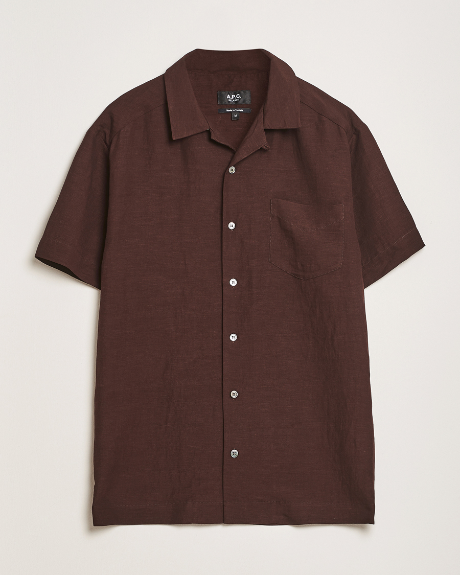Herre | Skjorter | A.P.C. | Roy Woven Short Sleeve Shirt Brown