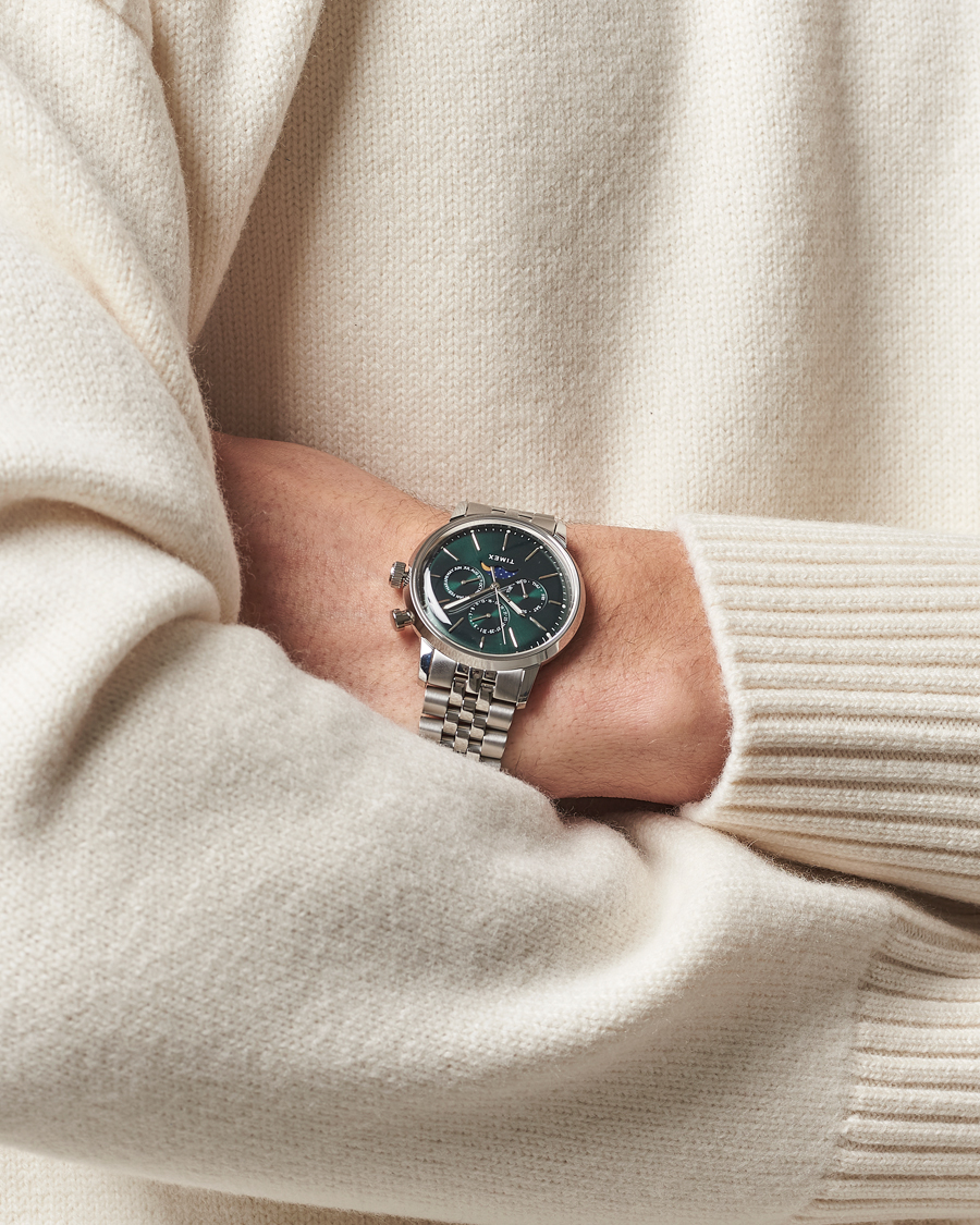 Herre | Timex Marlin Moon Phase Quartz Steel 40mm Green Dial | Timex | Marlin Moon Phase Quartz Steel 40mm Green Dial