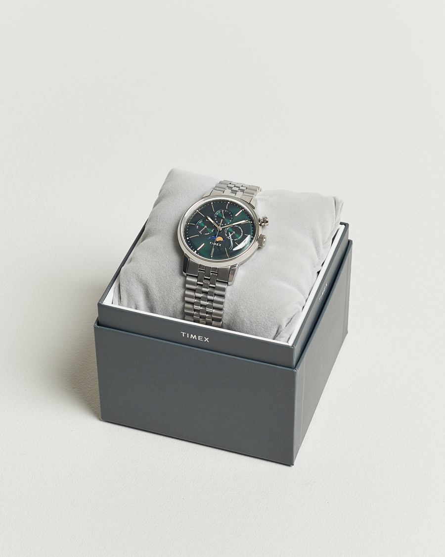Herre | Timex Marlin Moon Phase Quartz Steel 40mm Green Dial | Timex | Marlin Moon Phase Quartz Steel 40mm Green Dial