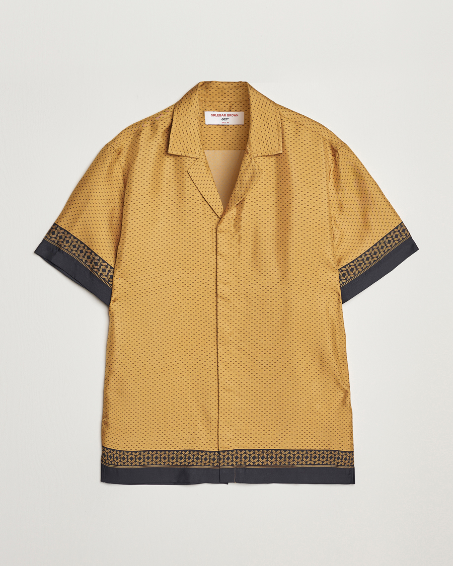 Herre | Skjorter | Orlebar Brown | Maitan Silk Gold Bullion Shirt Gold/Black
