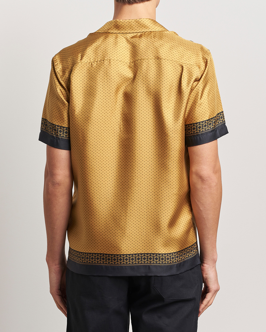 Herre | Skjorter | Orlebar Brown | Maitan Silk Gold Bullion Shirt Gold/Black