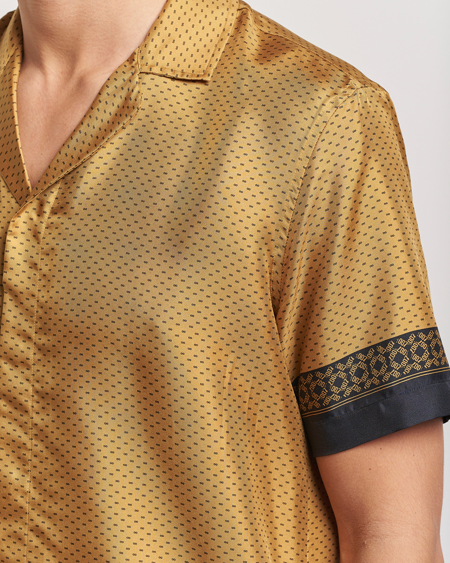 Herre | Skjorter | Orlebar Brown | Maitan Silk Gold Bullion Shirt Gold/Black