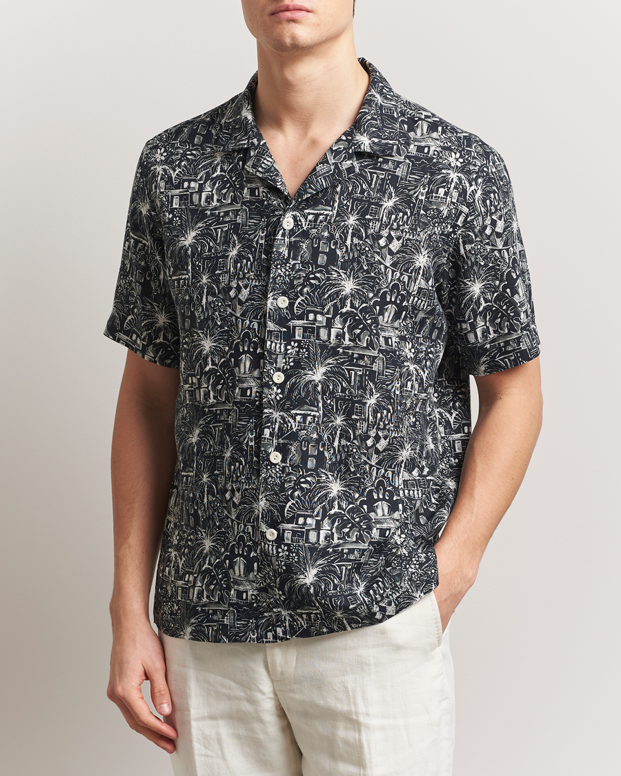 Herre | Skjorter | Eton | Resort Printed Short Sleeve Shirt Black