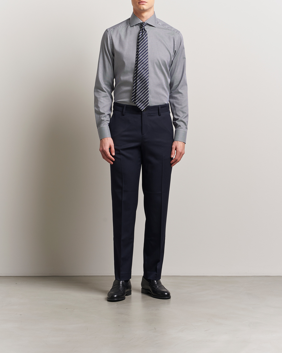 Herre | Skjorter | Eton | Slim Fit Checked Signature Shirt Dark Blue/White