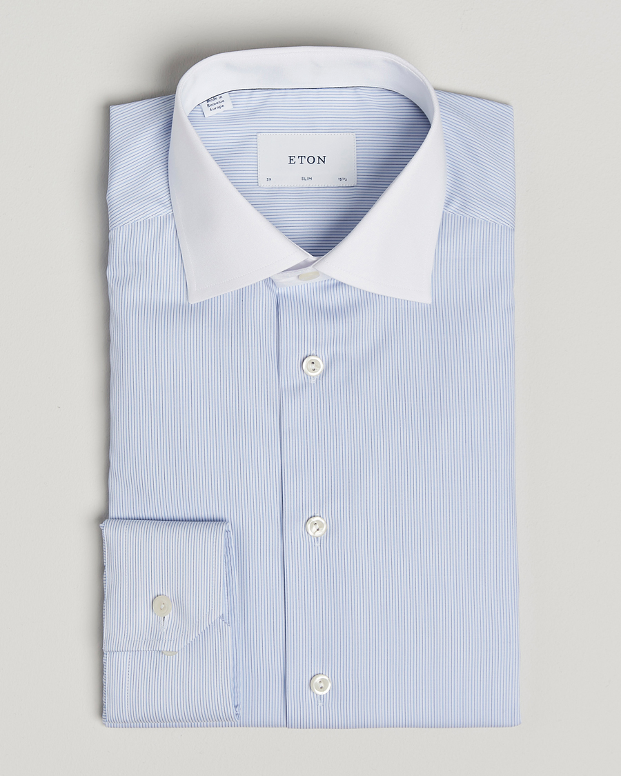 Herre | Skjorter | Eton | Slim Fit Fine Twill Shirt Light Blue
