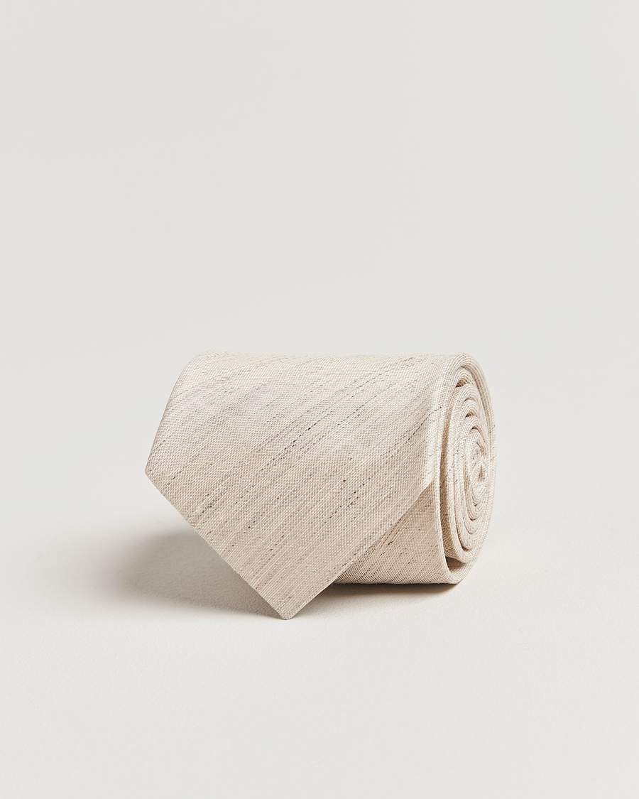 Herre | Tilbehør | Eton | Silk/Linen Tie Beige