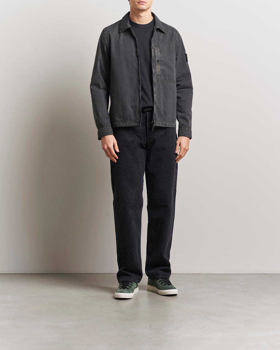 Herre | Skjorter | Stone Island | Old Effect Garment Washed Zip Overshirt Charcoal