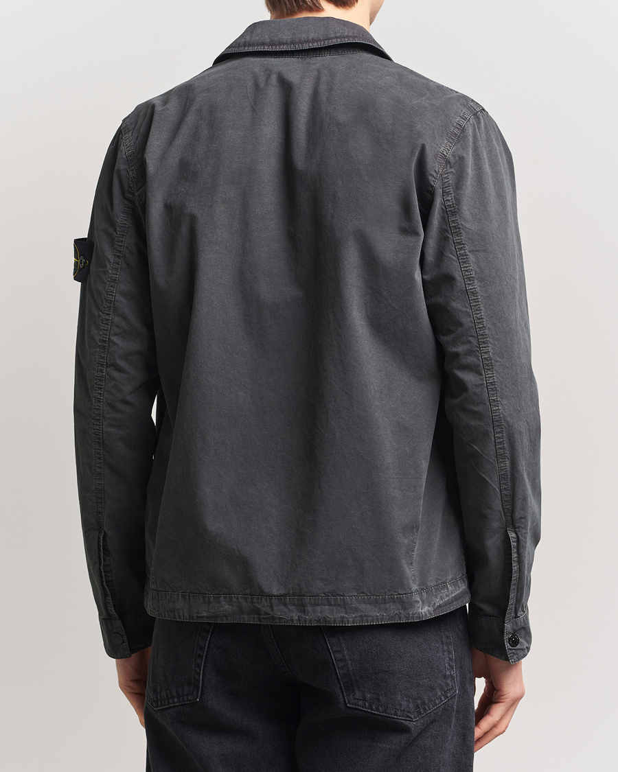 Herre | Skjorter | Stone Island | Old Effect Garment Washed Zip Overshirt Charcoal