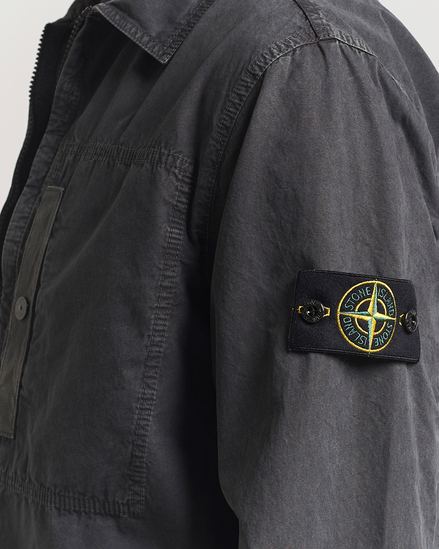 Herre | Skjorter | Stone Island | Old Effect Garment Washed Zip Overshirt Charcoal