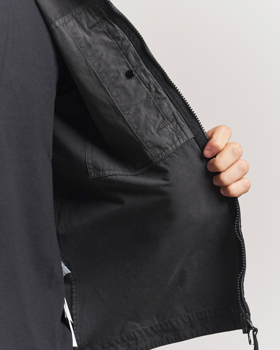 Herre | Skjorter | Stone Island | Old Effect Garment Washed Zip Overshirt Charcoal