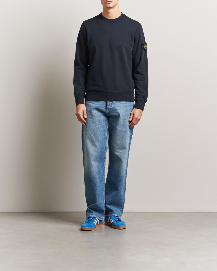 Herre | Trøjer | Stone Island | Garment Dyed Fleece Sweatshirt Navy Blue