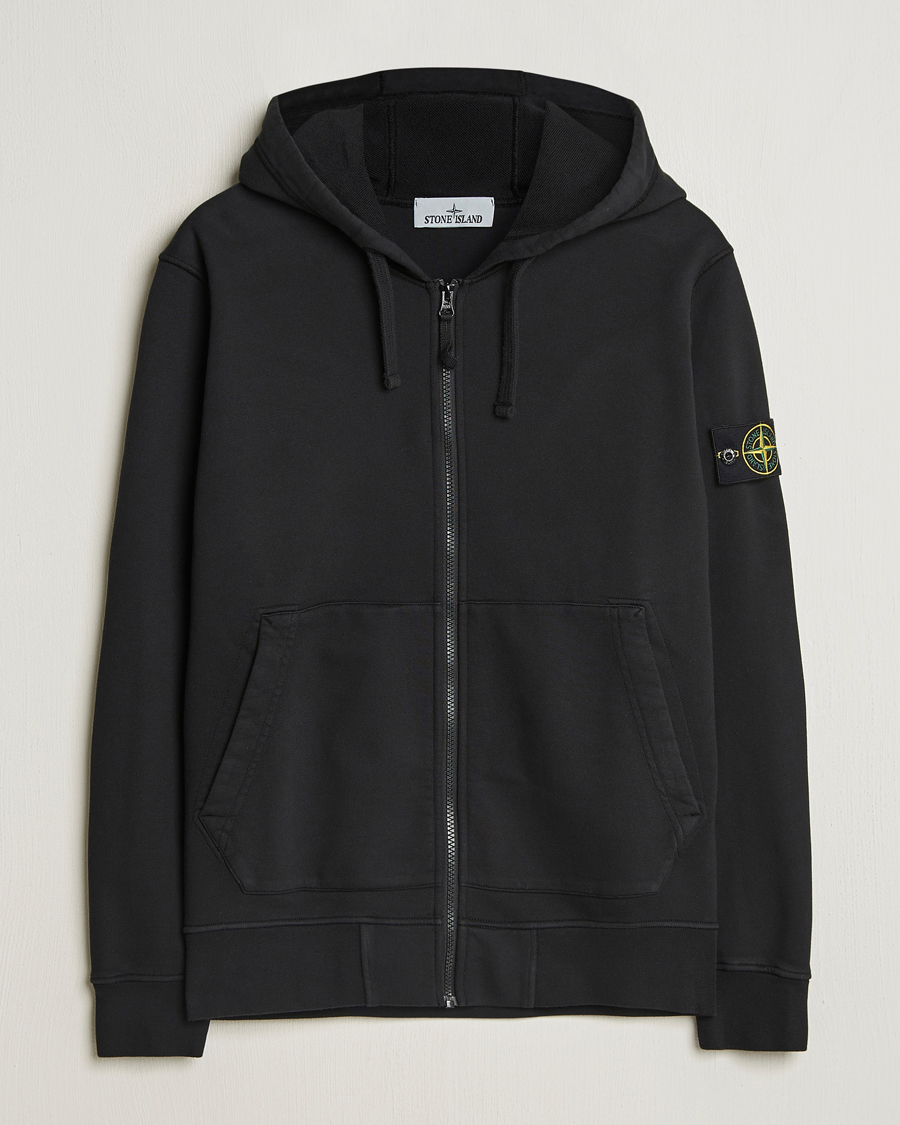 Herre | Trøjer | Stone Island | Garment Dyed Fleece Full Zip Hood Black