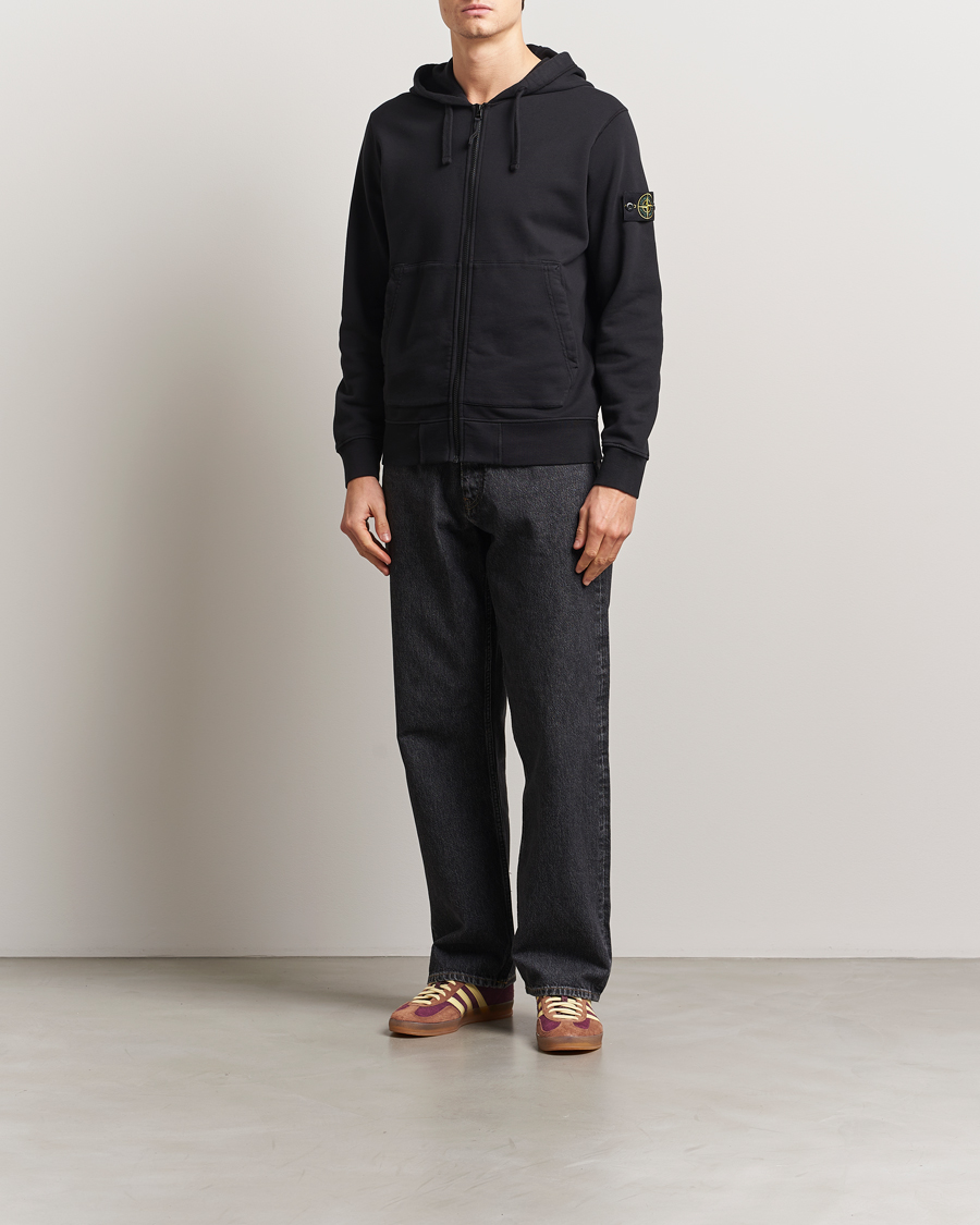 Herre | Trøjer | Stone Island | Garment Dyed Fleece Full Zip Hood Black