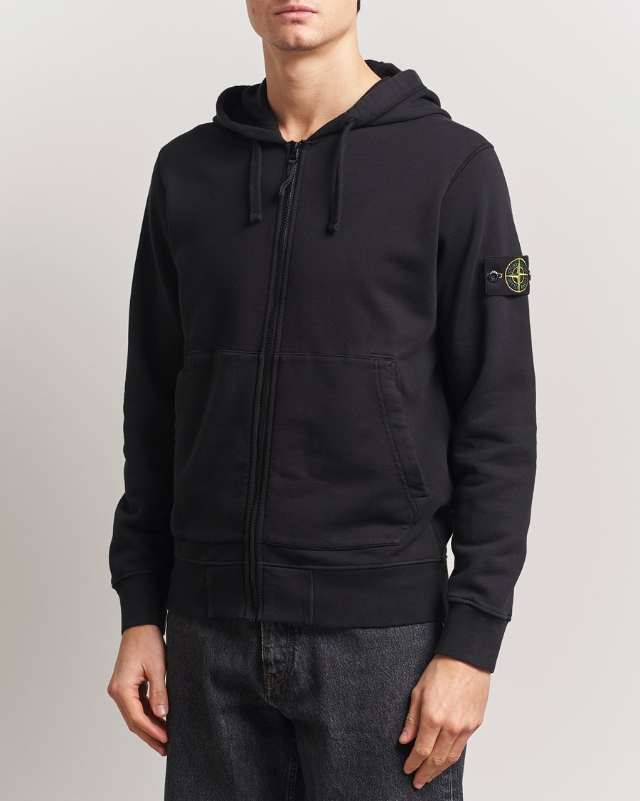 Herre | Trøjer | Stone Island | Garment Dyed Fleece Full Zip Hood Black