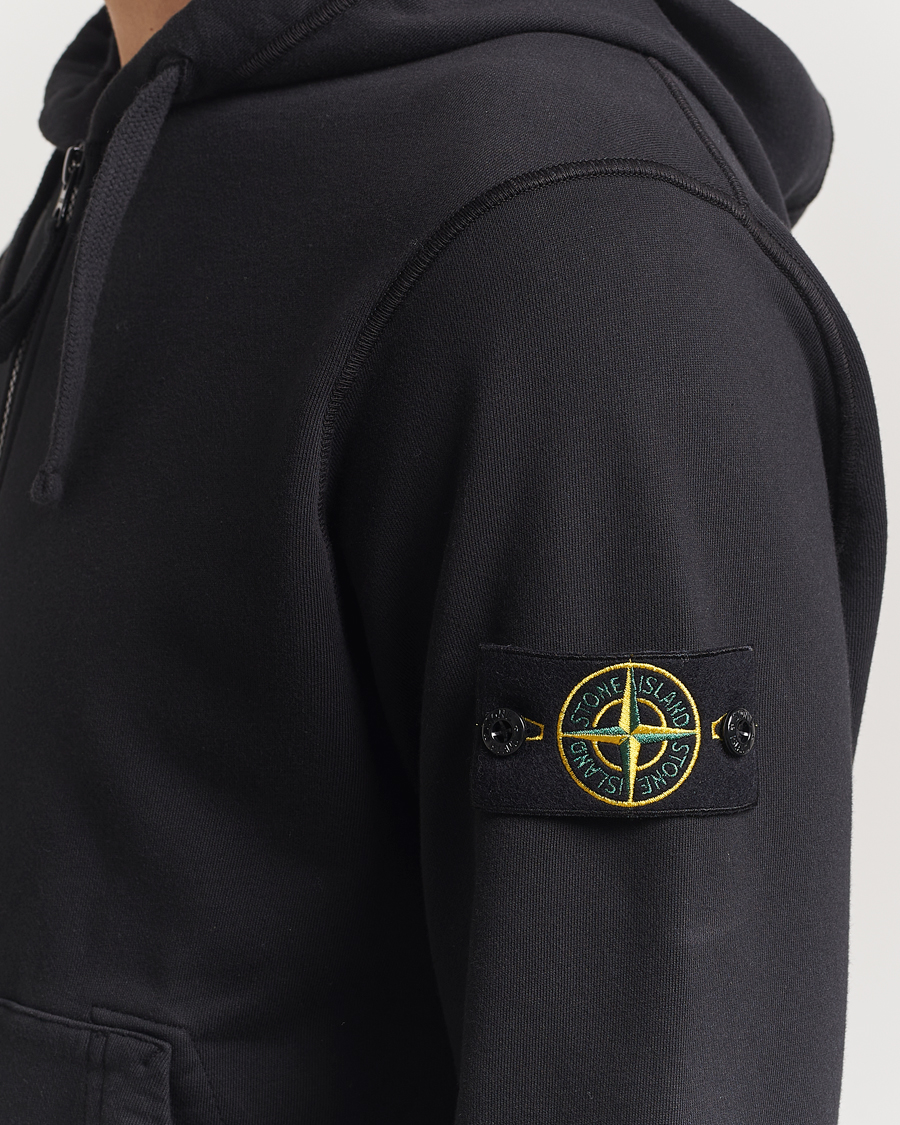 Herre | Trøjer | Stone Island | Garment Dyed Fleece Full Zip Hood Black