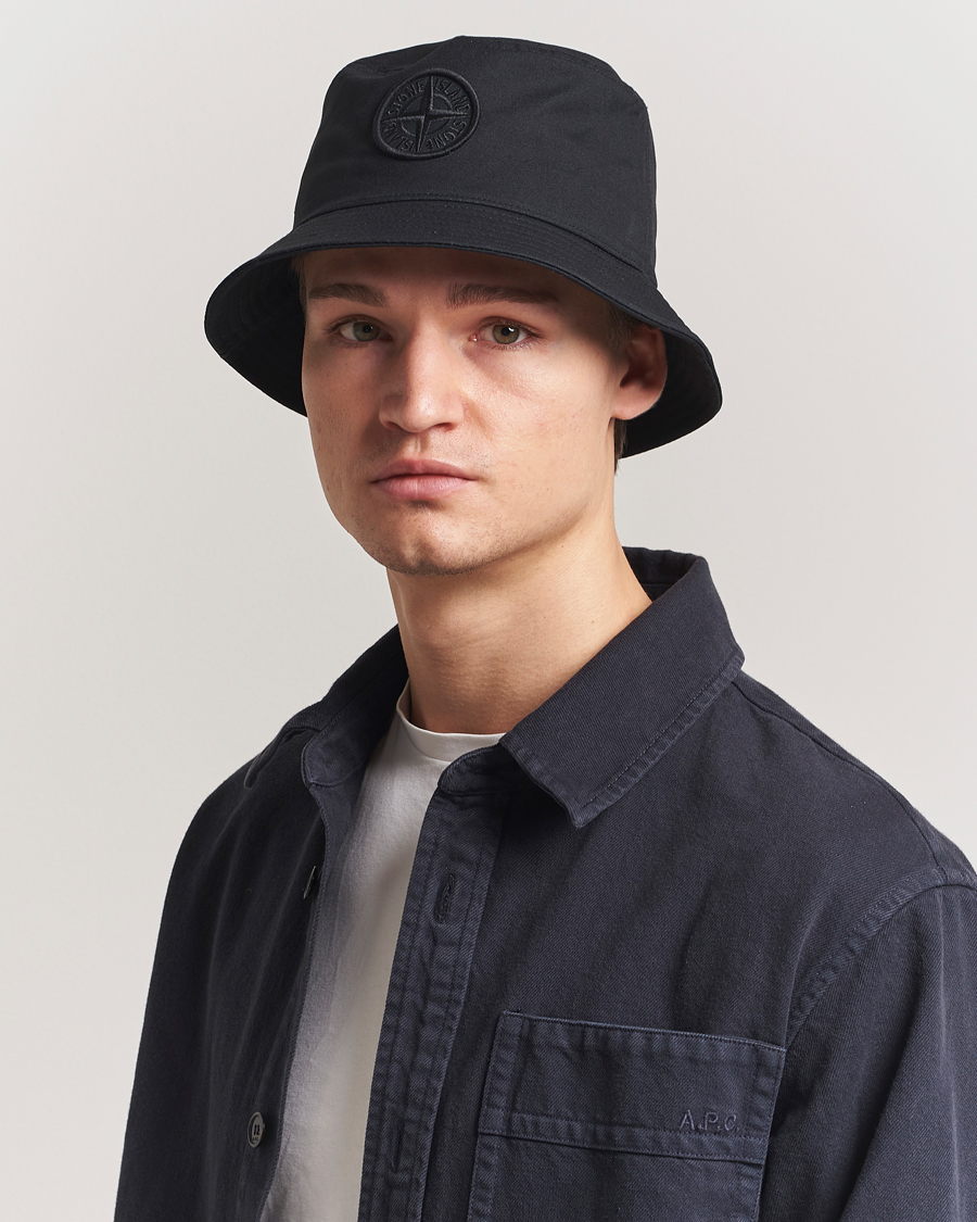 Herre | Stone Island Logo Bucket Hat Black | Stone Island | Logo Bucket Hat Black