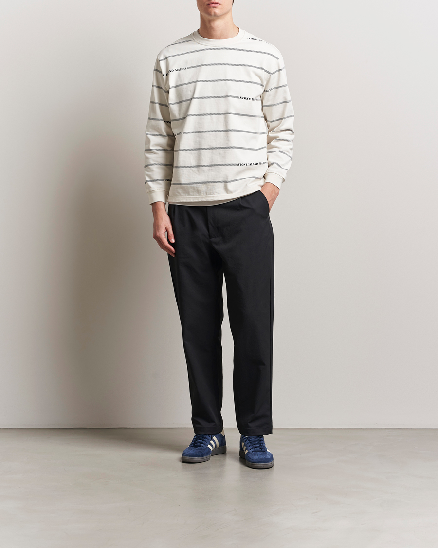 Herre | Trøjer | Stone Island | Marina Striped Cotton Sweatshirt Ivory