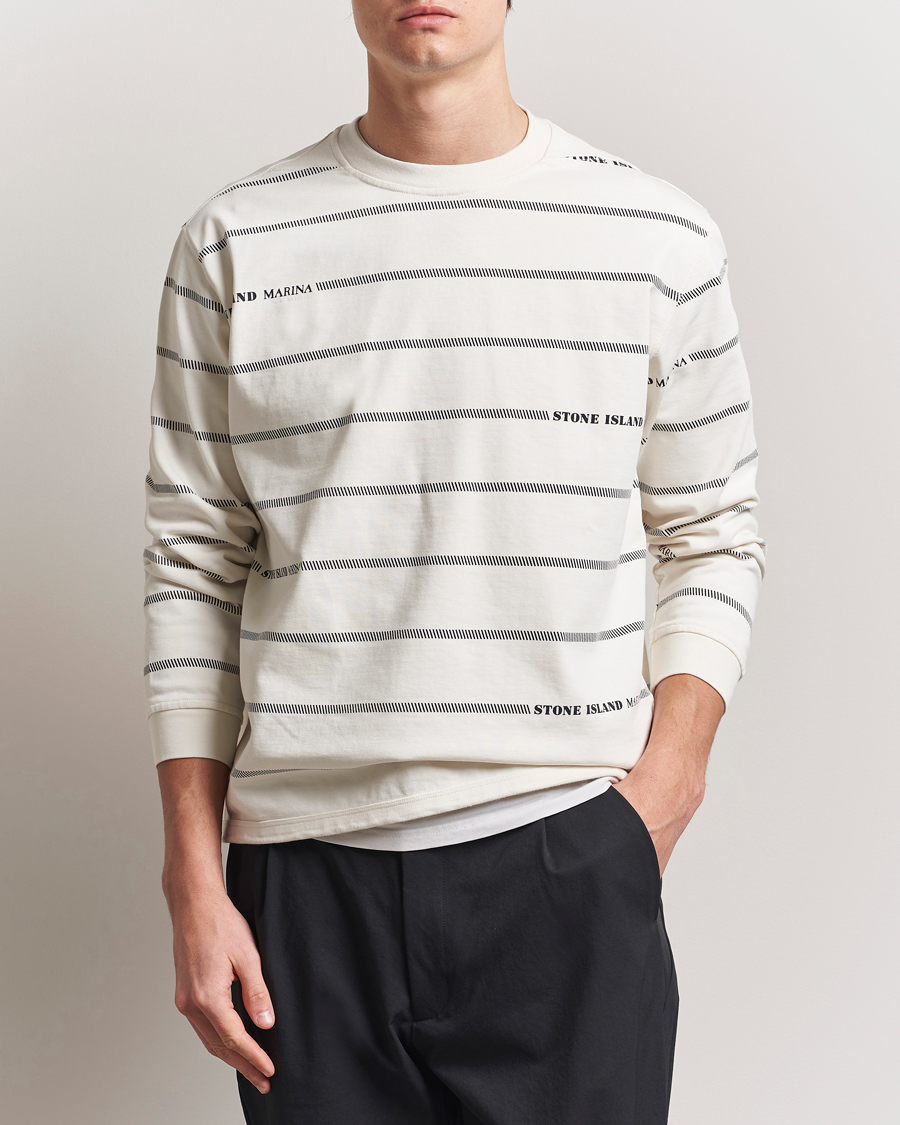 Herre | Trøjer | Stone Island | Marina Striped Cotton Sweatshirt Ivory