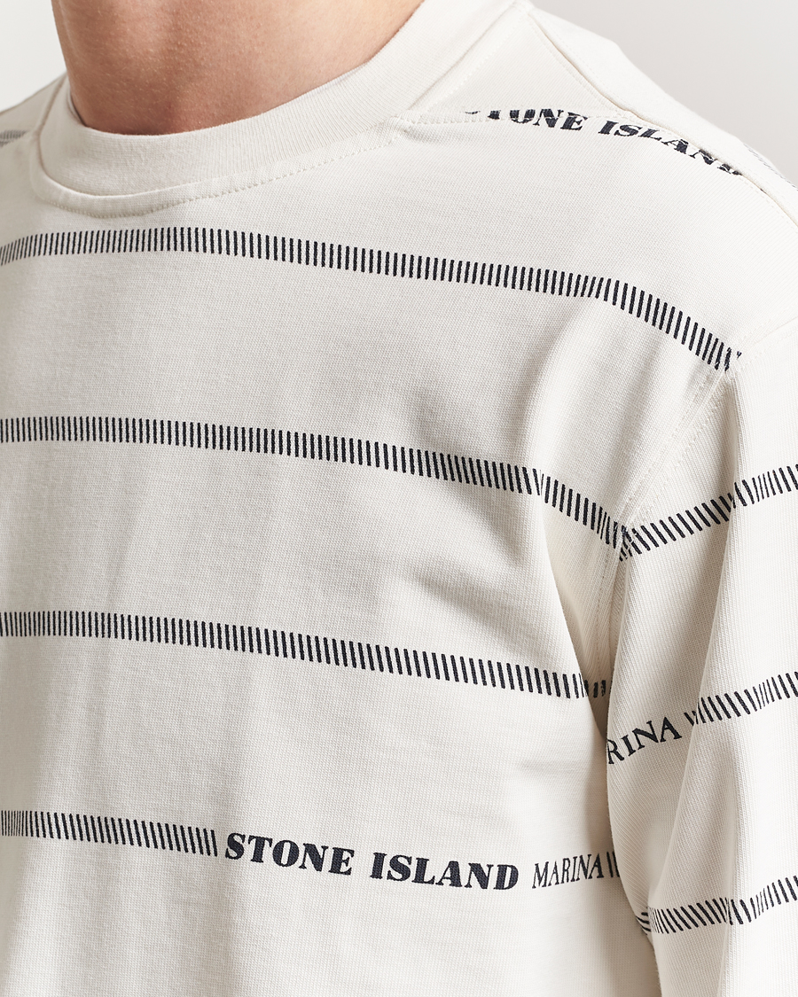 Herre | Trøjer | Stone Island | Marina Striped Cotton Sweatshirt Ivory