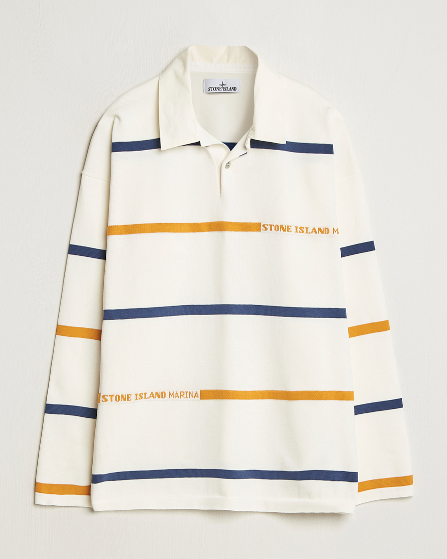 Herre | Trøjer | Stone Island | Marina Striped Cotton Rugby Ivory