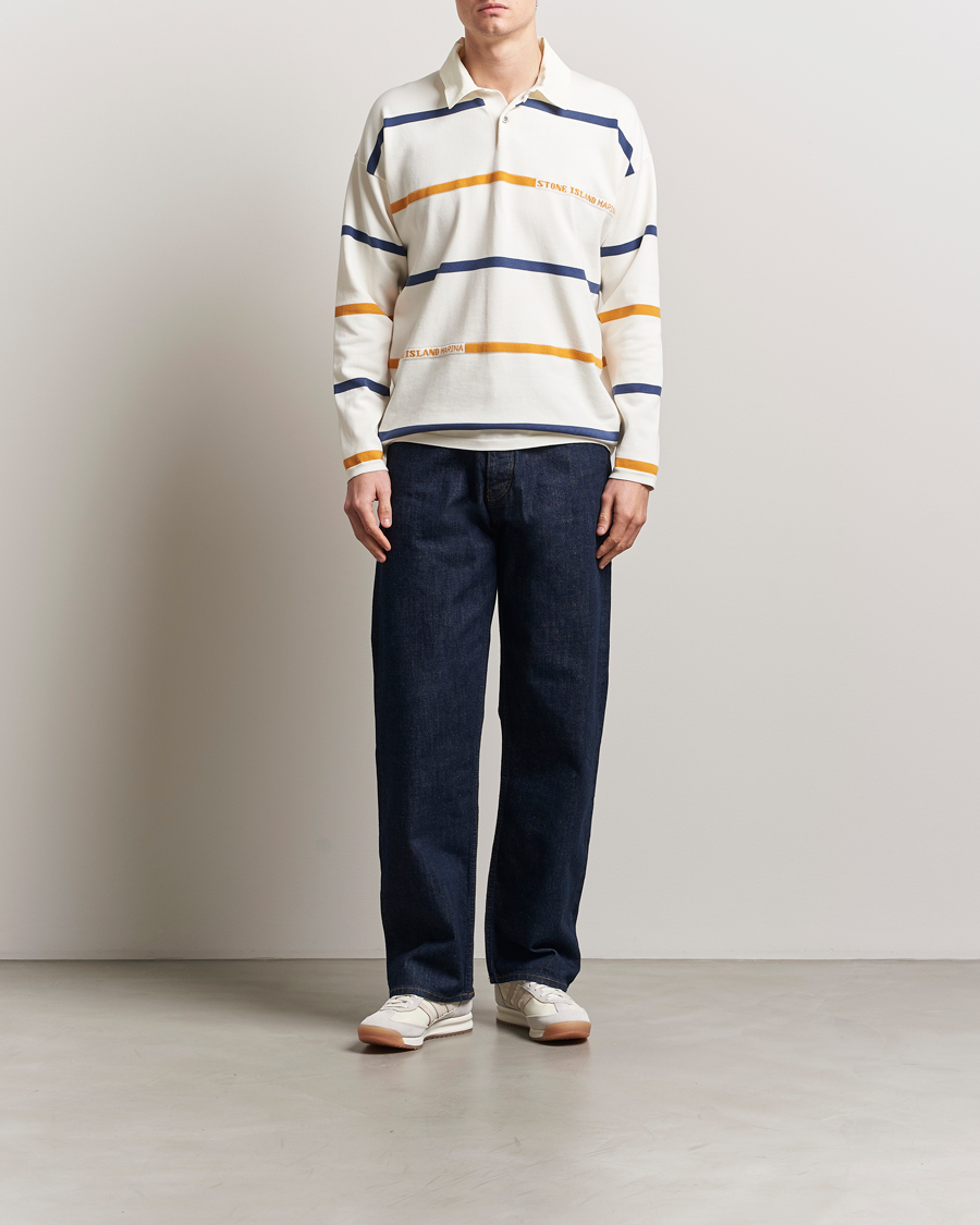 Herre | Trøjer | Stone Island | Marina Striped Cotton Rugby Ivory