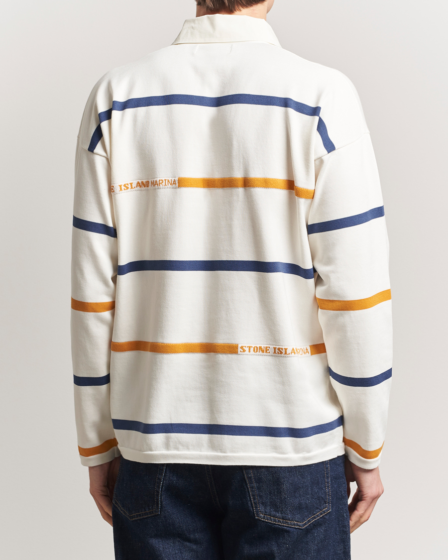 Herre | Trøjer | Stone Island | Marina Striped Cotton Rugby Ivory