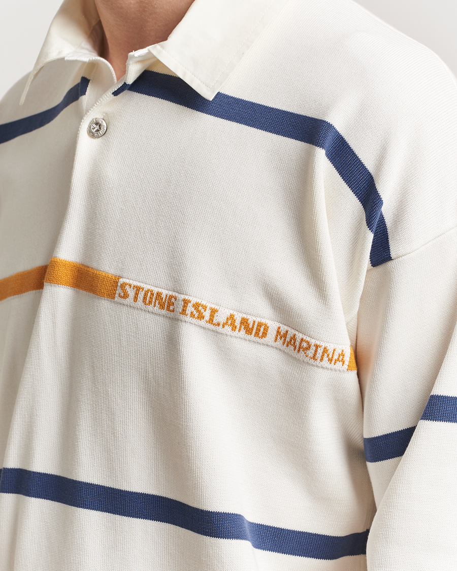 Herre | Trøjer | Stone Island | Marina Striped Cotton Rugby Ivory