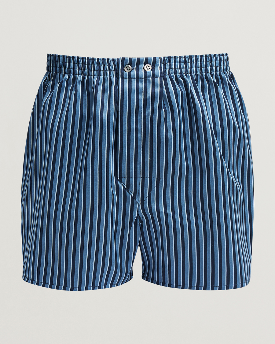 Herre | Undertøj | Derek Rose | Classic Fit Woven Cotton Boxer Shorts Navy/Blue