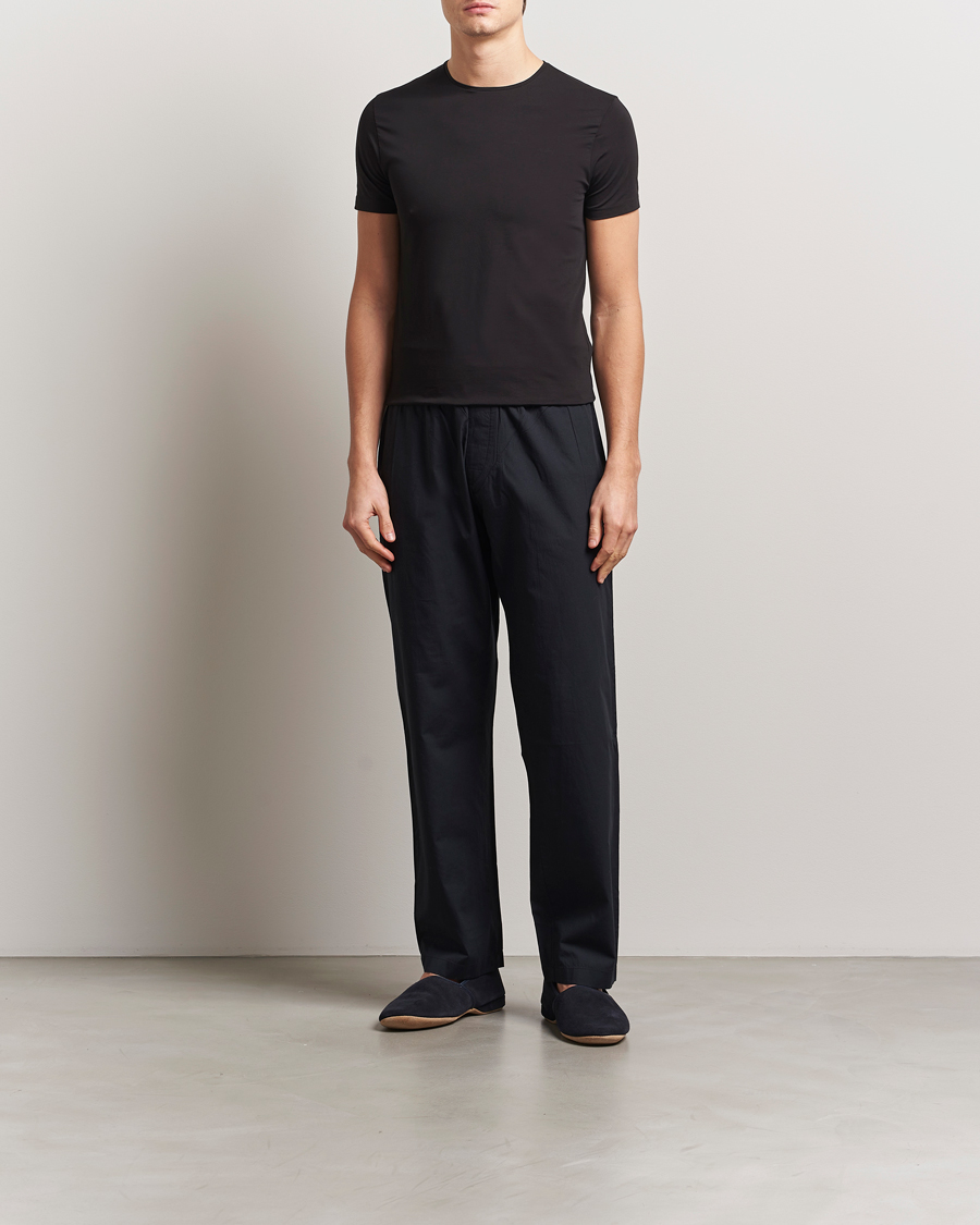 Herre | T-Shirts | Derek Rose | Pima Cotton Crew Neck T-Shirt Black