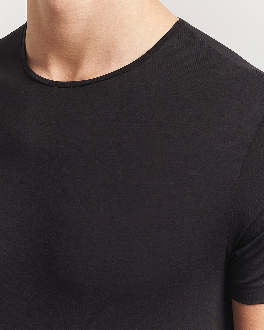 Herre | T-Shirts | Derek Rose | Pima Cotton Crew Neck T-Shirt Black