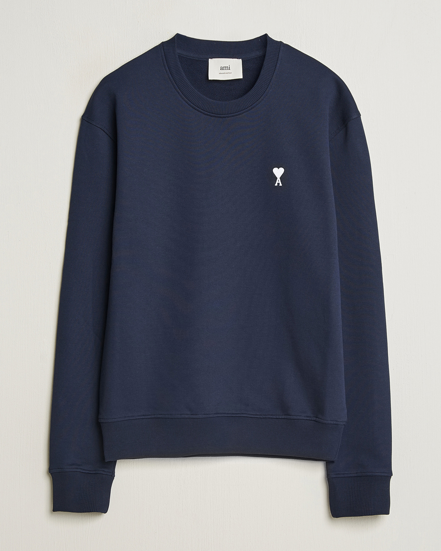 Herre | Trøjer | AMI | Off White Heart Logo Sweatshirt Night Blue