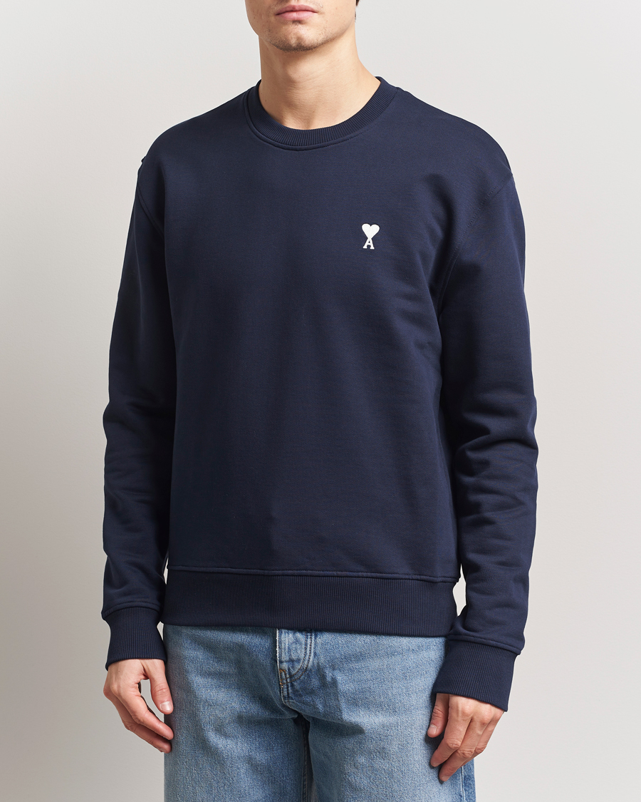 Herre | Trøjer | AMI | Off White Heart Logo Sweatshirt Night Blue