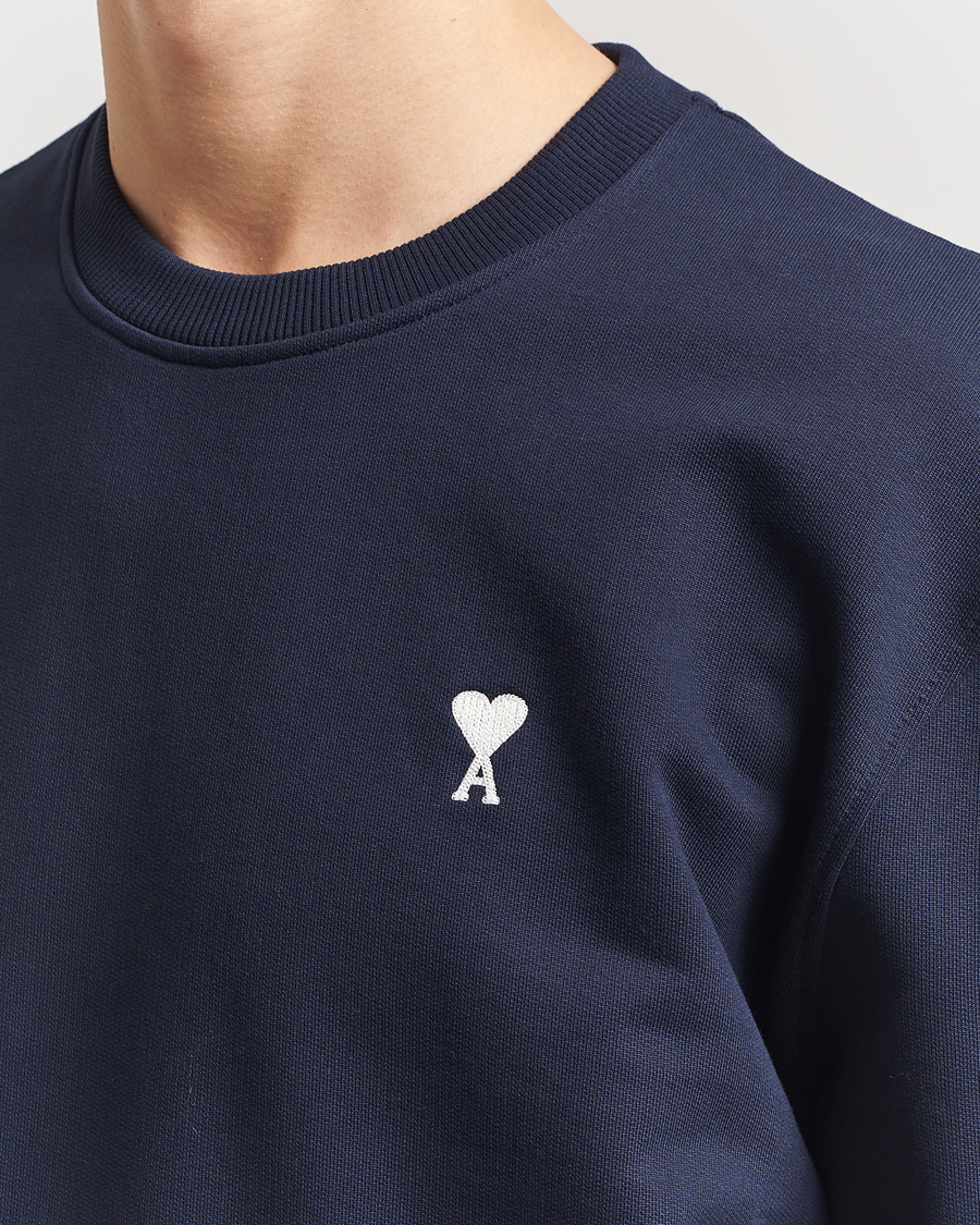 Herre | Trøjer | AMI | Off White Heart Logo Sweatshirt Night Blue