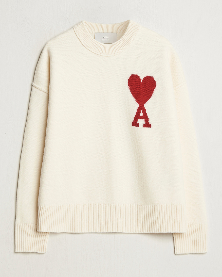 Herre | Trøjer | AMI | Big Heart Wool Sweater Off White